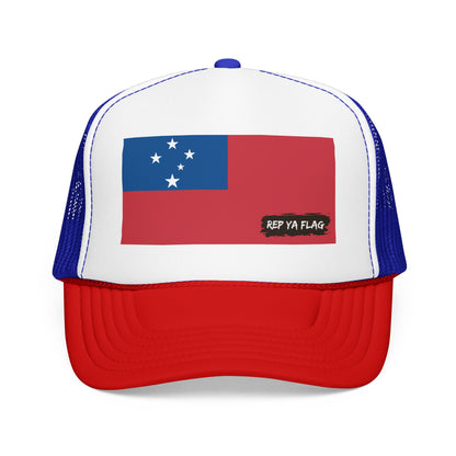 Samoa Flag Foam Trucker Hat | Samoan Pride Snapback Cap | Rep Ya Flag