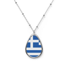 Greece Flag Oval Necklace | Greek Heritage Pendant | Rep Ya Flag