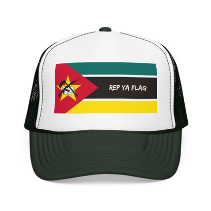 Mozambique Flag Foam Trucker Hat | Mozambican Pride Snapback Cap | Rep Ya Flag