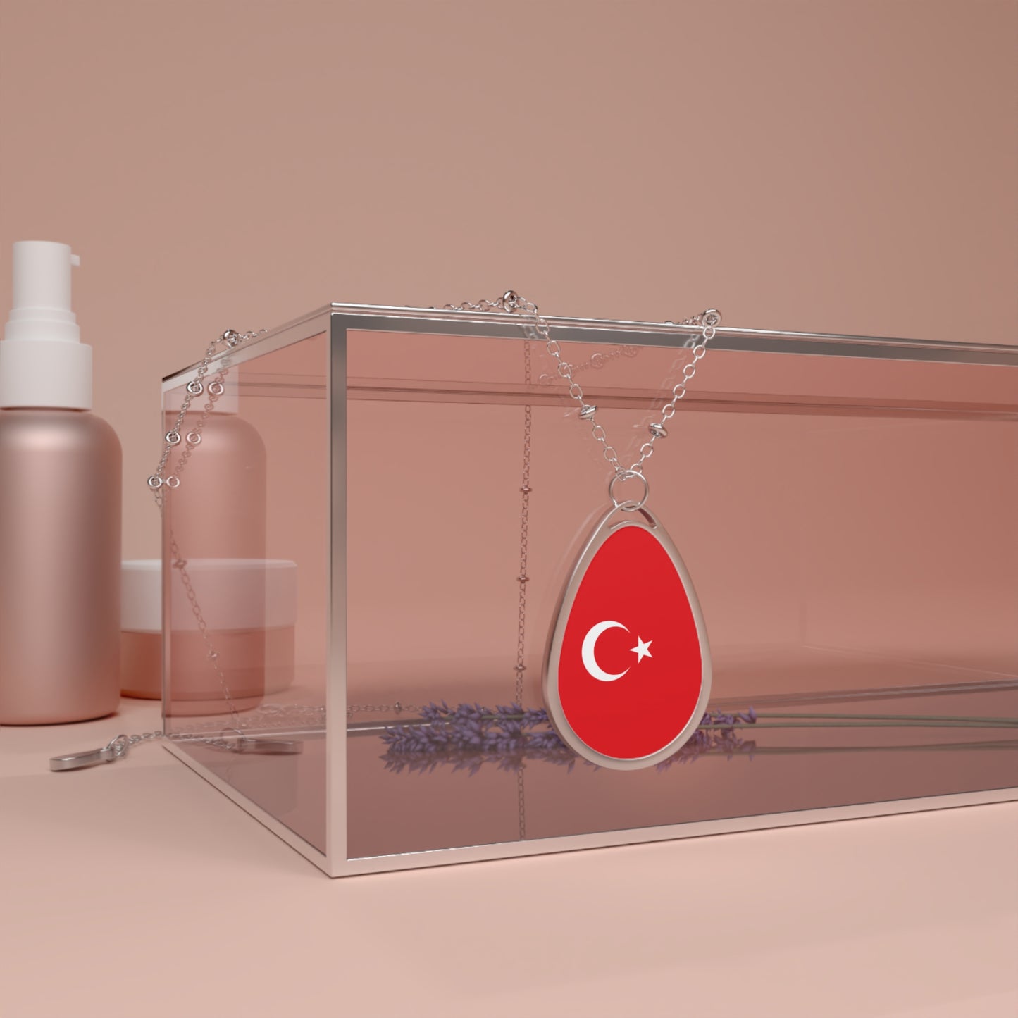 Turkey Flag Oval Necklace