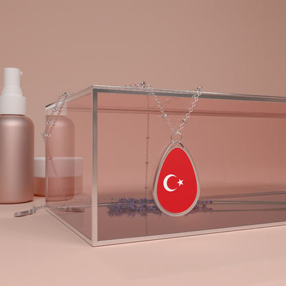 Turkey Flag Oval Necklace