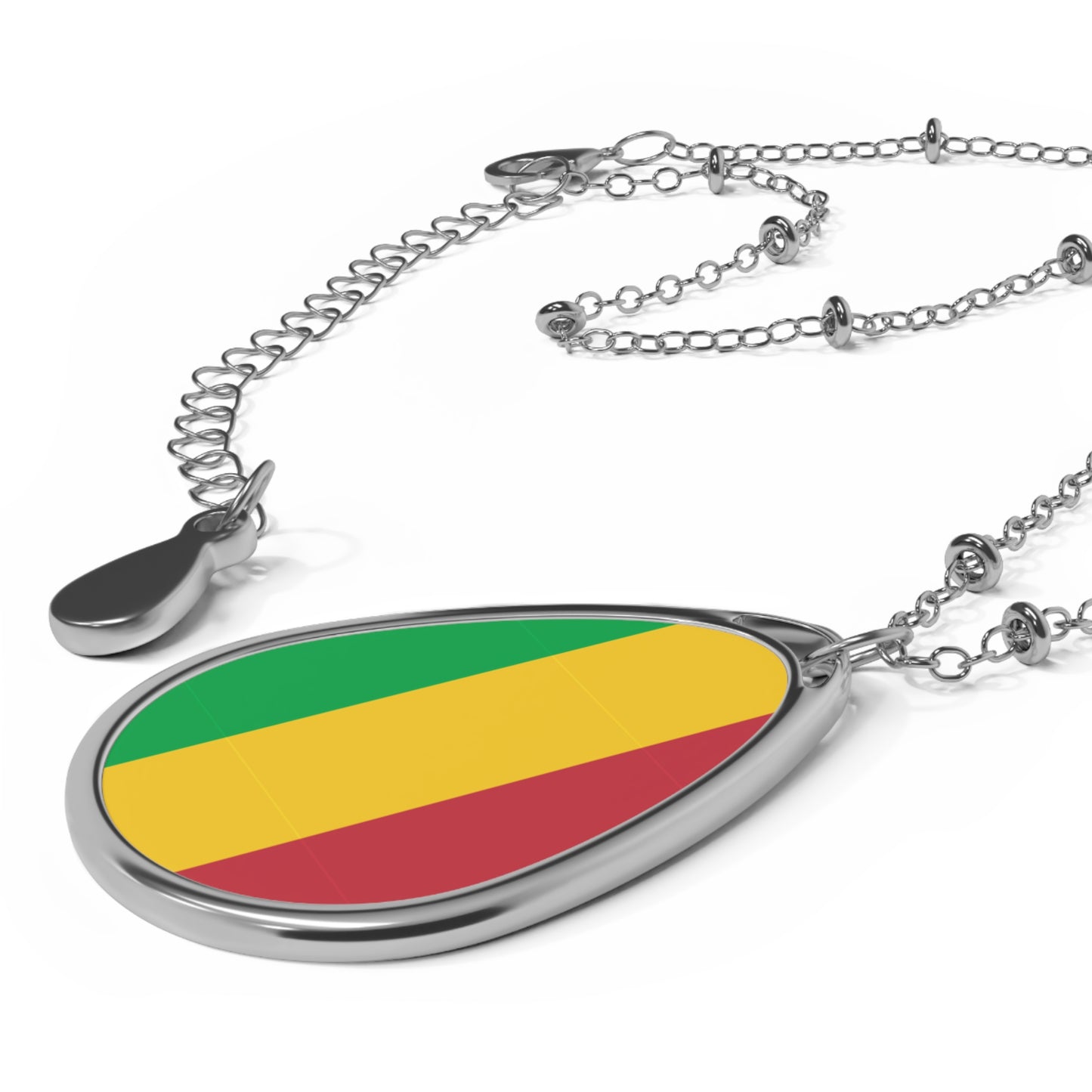 Mali Flag Oval Necklace | Malian Heritage Pendant | Rep Ya Flag
