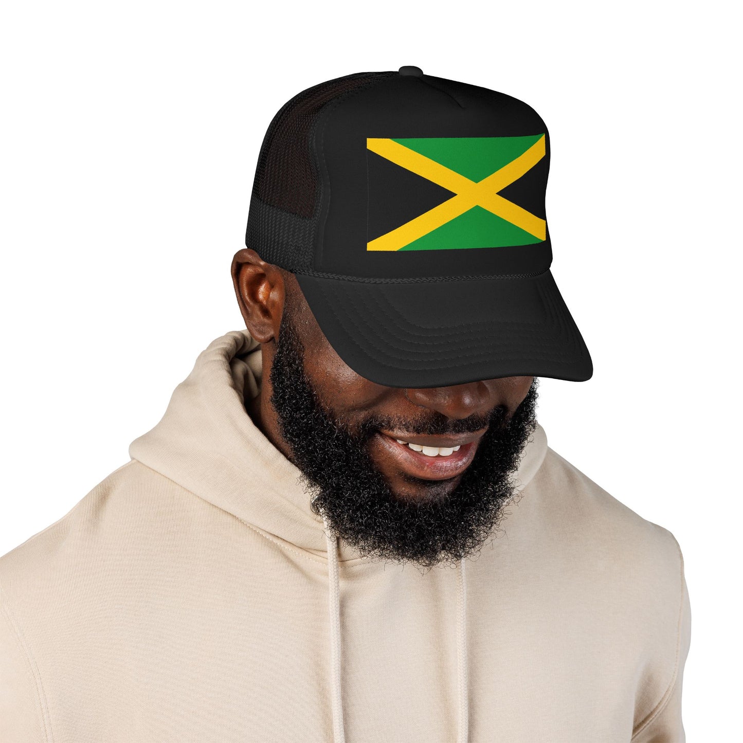 Jamaica Flag Foam Trucker Hat | Jamaican Pride Snapback Cap | Rep Ya Flag