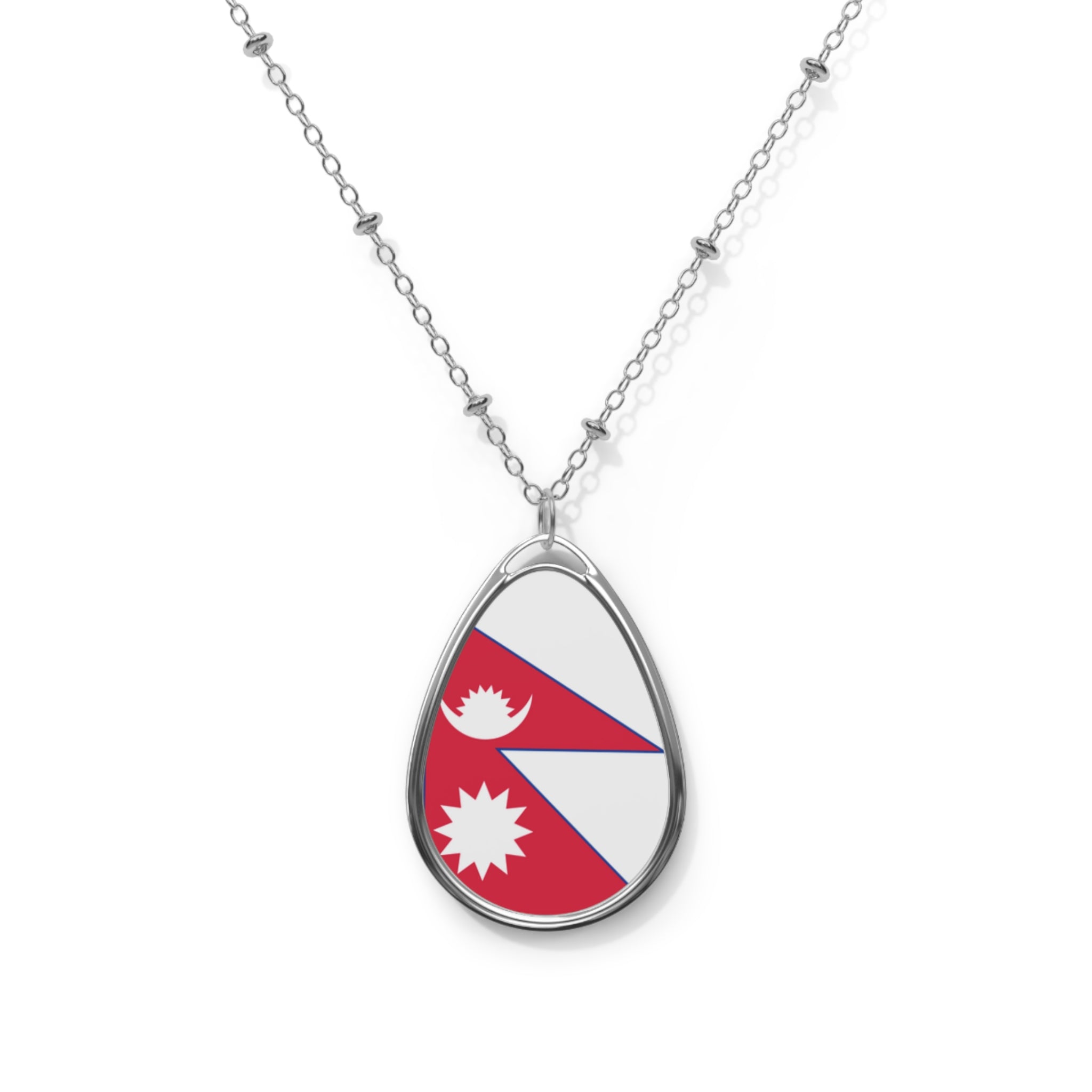 Nepal Flag Oval Necklace | Nepali Flag Pendant | Heritage Jewelry | Cultural Gift | Rep Ya Flag
