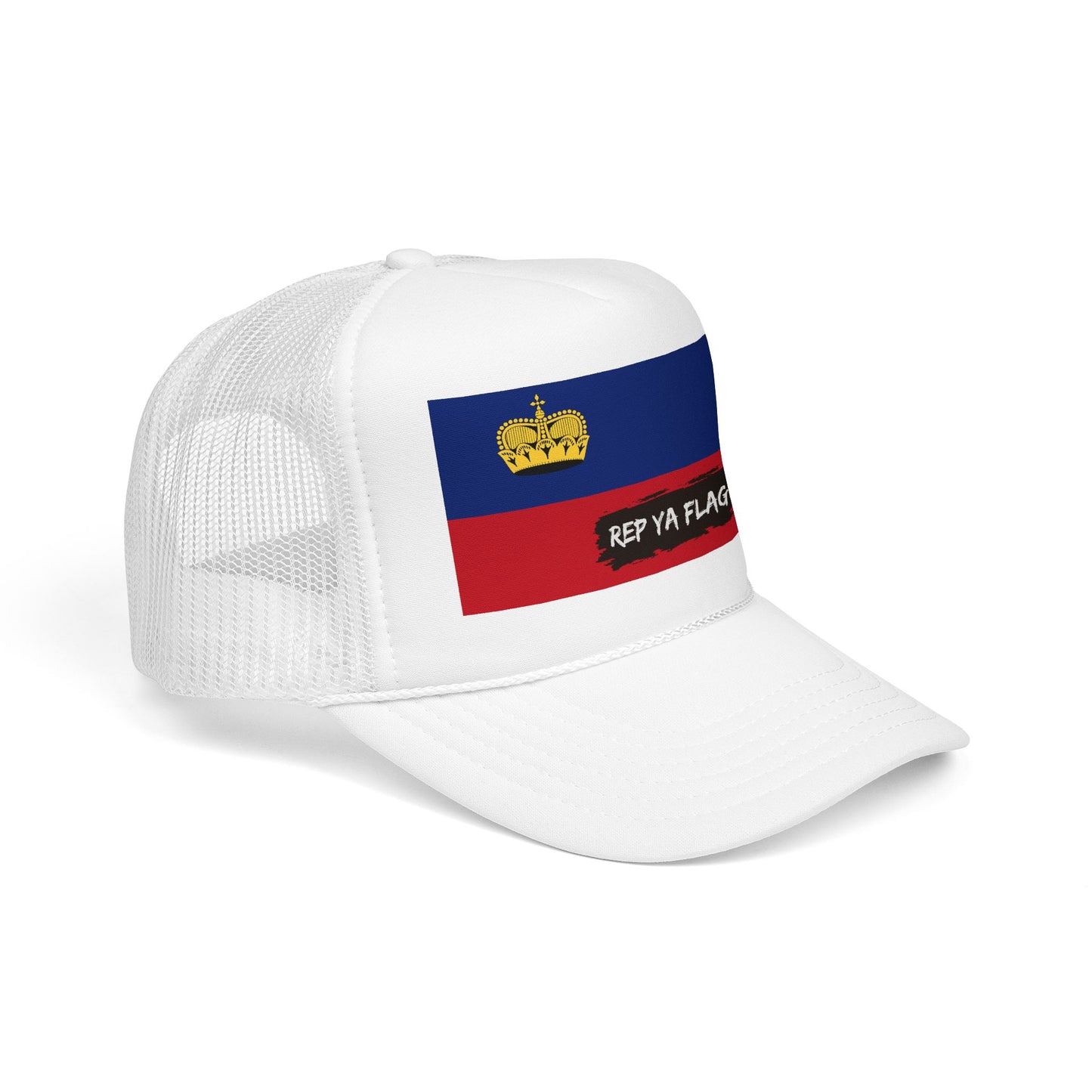Liechtenstein Flag Foam Trucker Hat | Liechtensteiner Pride Snapback Cap | Rep Ya Flag