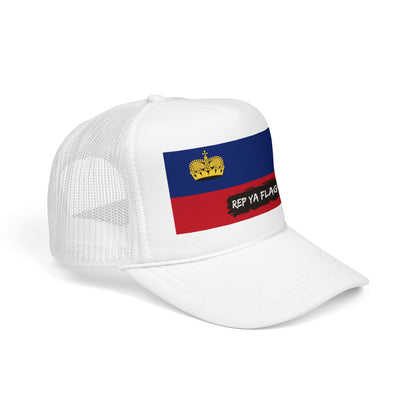 Liechtenstein Flag Foam Trucker Hat | Liechtensteiner Pride Snapback Cap | Rep Ya Flag