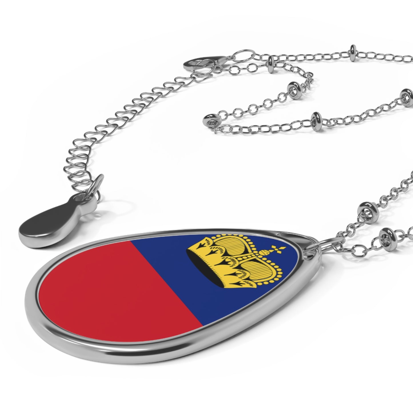 Liechtenstein Flag Oval Necklace | Liechtensteiner Heritage Pendant | Rep Ya Flag
