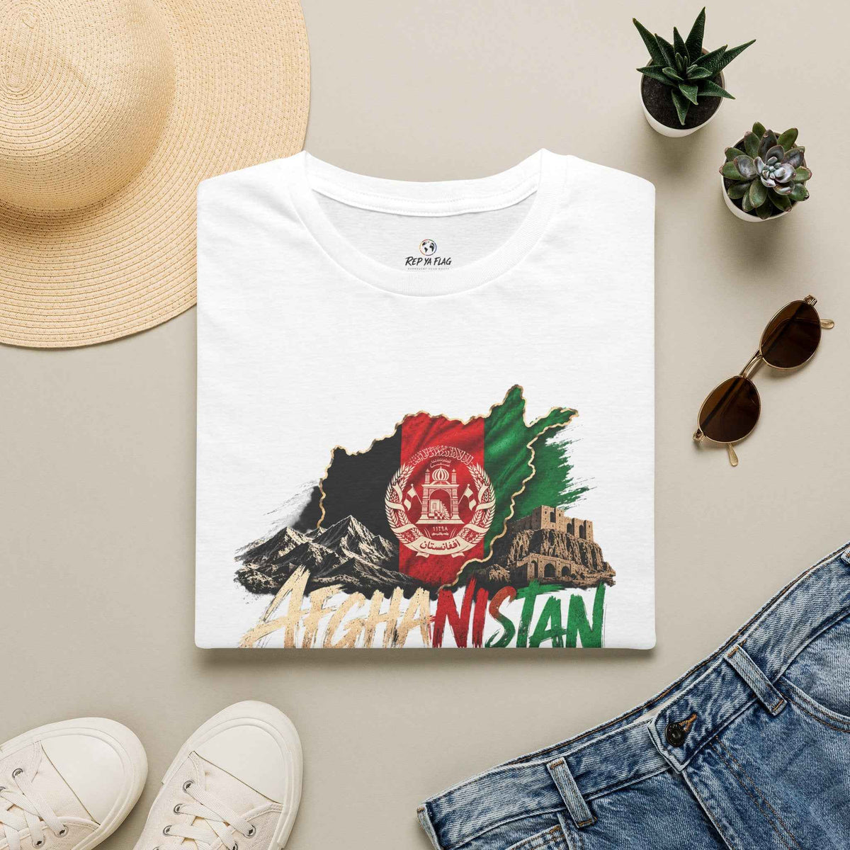 Afghanistan Map Flag T-Shirt — Vintage Afghan Emblem Tee