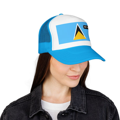 Saint Lucia Flag Foam Trucker Hat | Saint Lucian Pride Snapback Cap | Rep Ya Flag