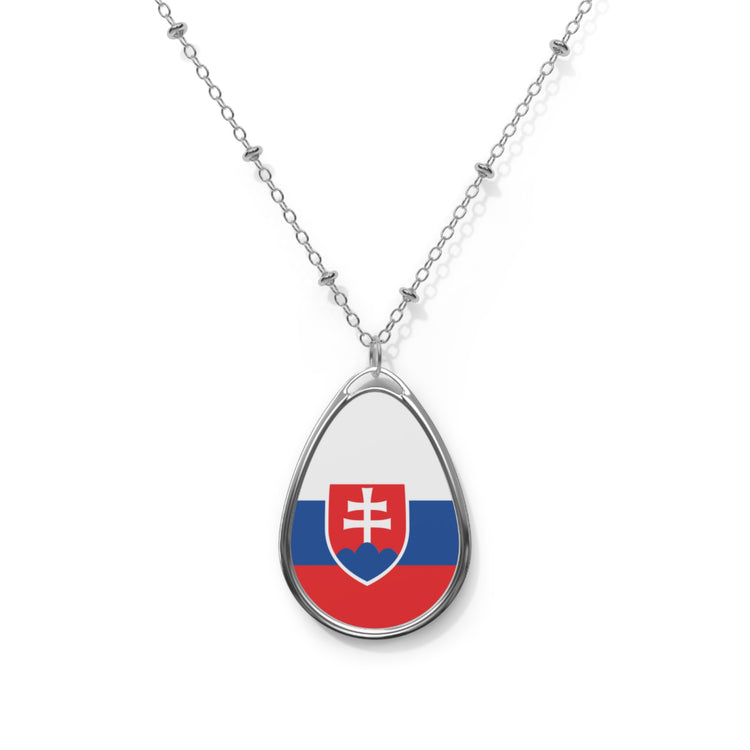 Slovakia Flag Oval Necklace – Patriotic Zinc Alloy Pendant