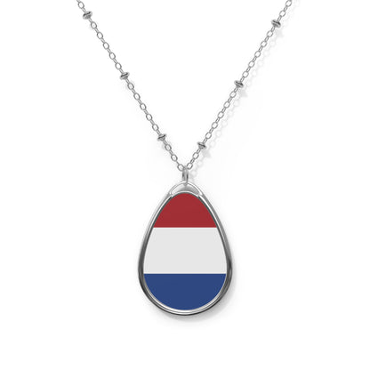 Netherlands Flag Oval Necklace | Dutch Flag Pendant | Heritage Jewelry | Cultural Gift | Rep Ya Flag