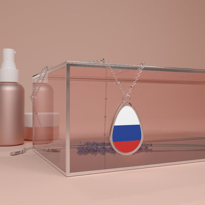 Russia Flag Oval Necklace | Russian Heritage Pendant | Rep Ya Flag