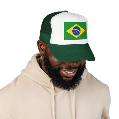Brazil Flag Foam Trucker Hat | Brazilian Pride Snapback Cap | Rep Ya Flag