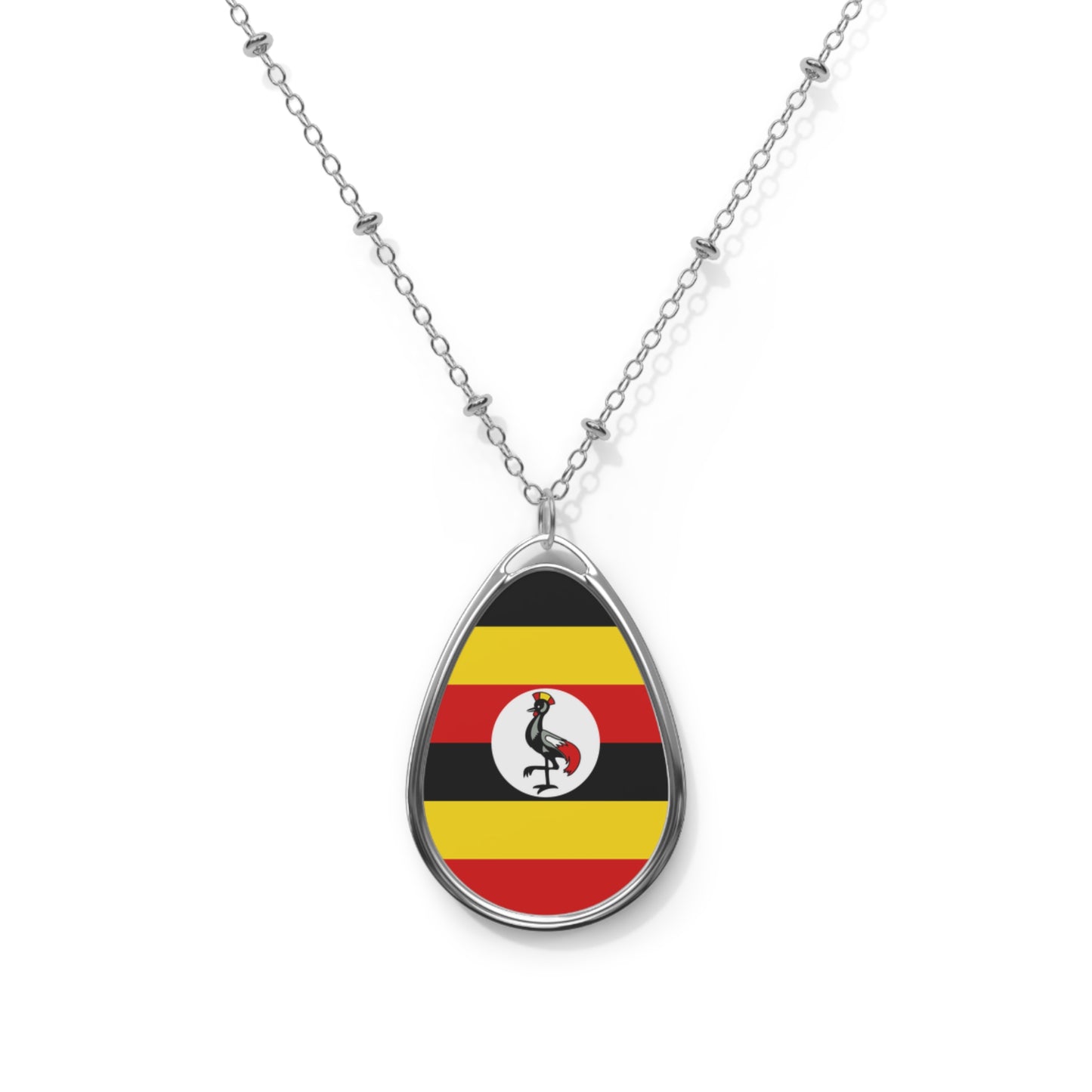 Uganda Flag Oval Necklace