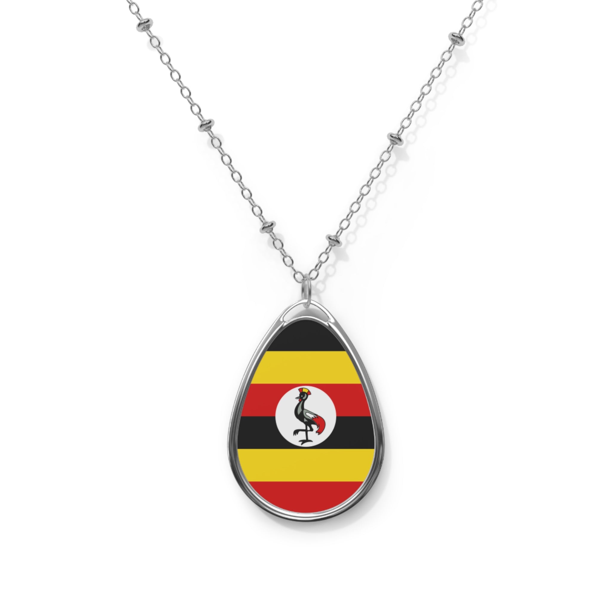 Uganda Flag Oval Necklace