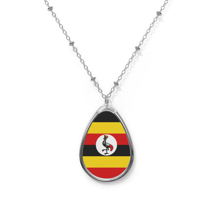 Uganda Flag Oval Necklace