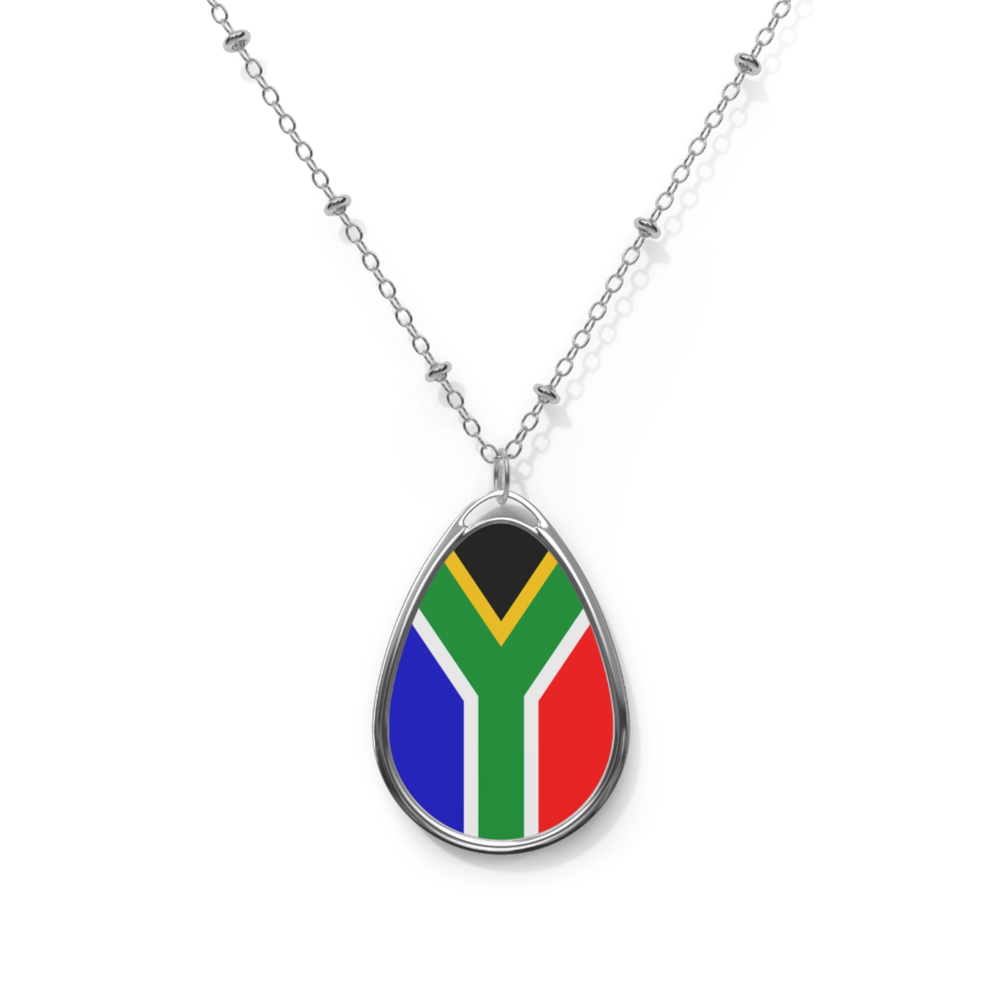 South Africa Flag Oval Necklace | South African Heritage Pendant | Rep Ya Flag