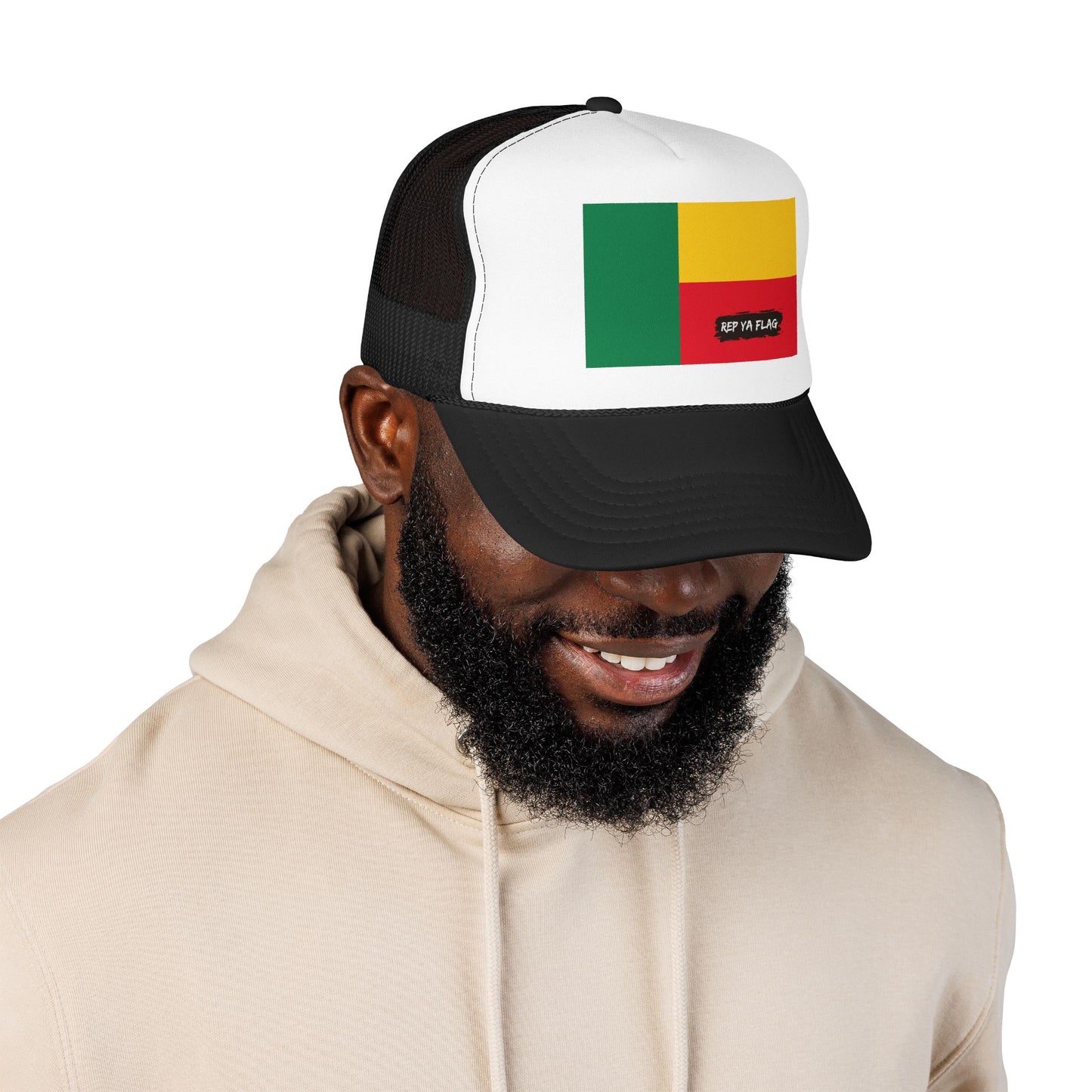 Benin Flag Foam Trucker Hat | Beninese Pride Snapback Cap | Rep Ya Flag
