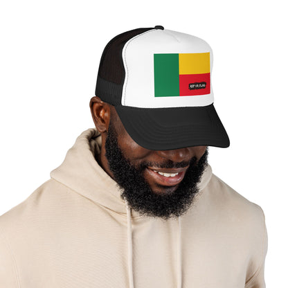 Benin Flag Foam Trucker Hat | Beninese Pride Snapback Cap | Rep Ya Flag