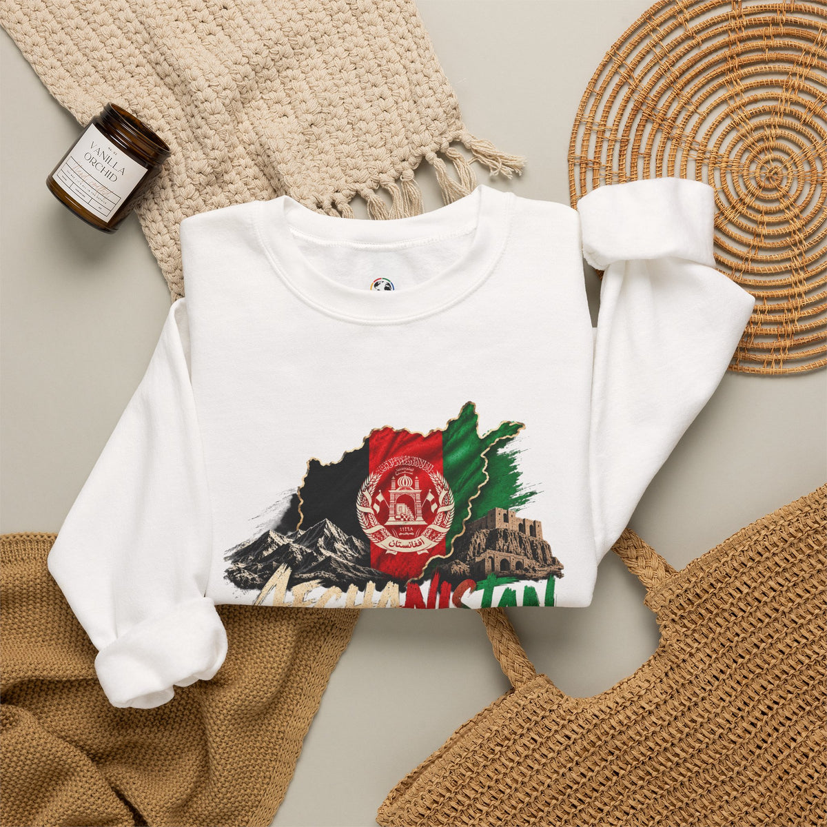 Afghanistan Flag Crewneck Sweatshirt — Patriotic Afghan Pride Sweater