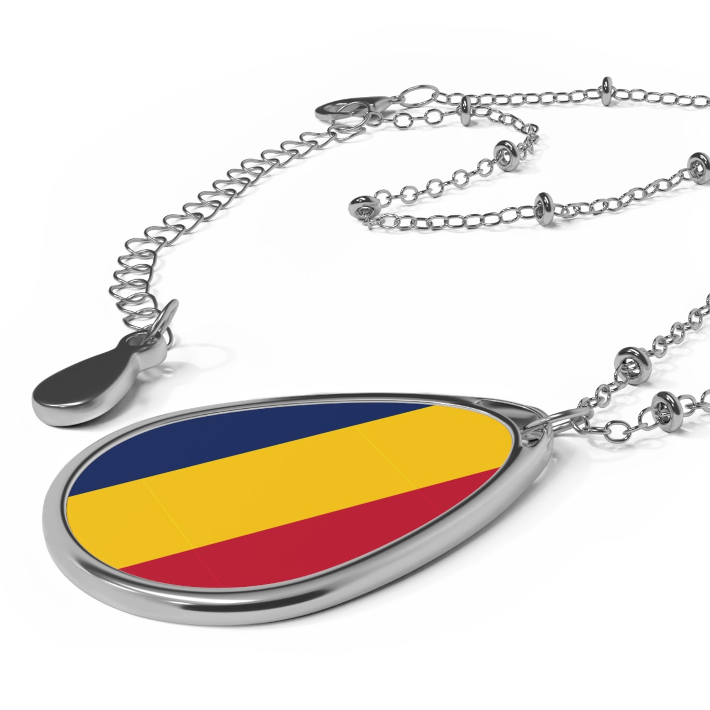 Chad Flag Oval Necklace | Chadian Heritage Jewelry | Rep Ya Flag