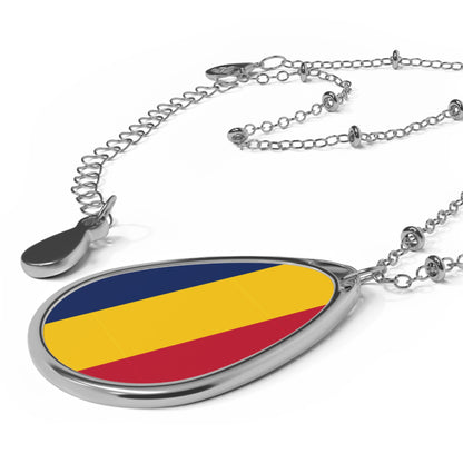 Chad Flag Oval Necklace | Chadian Heritage Jewelry | Rep Ya Flag