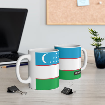 Uzbekistan Flag Coffee Tea Mug 11oz 15oz | Rep Ya Flag Ceramic Mug