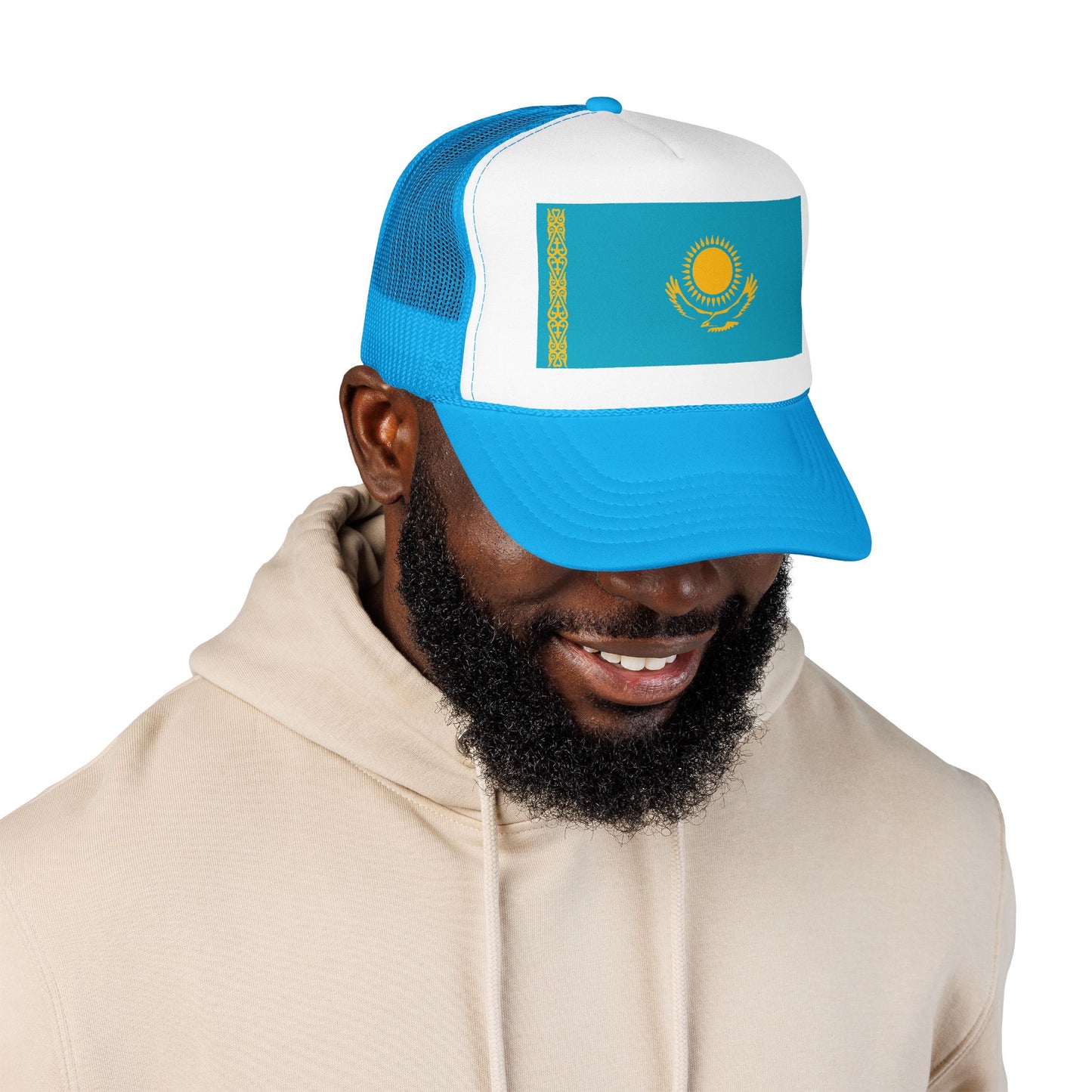 Kazakhstan Flag Foam Trucker Hat | Kazakh Pride Snapback Cap | Rep Ya Flag