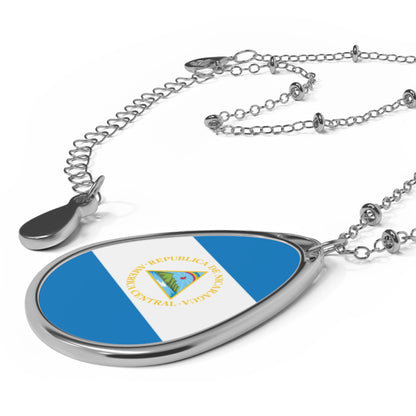 Nicaragua Flag Oval Necklace | Nicaraguan Flag Pendant | Heritage Jewelry | Cultural Gift | Rep Ya Flag