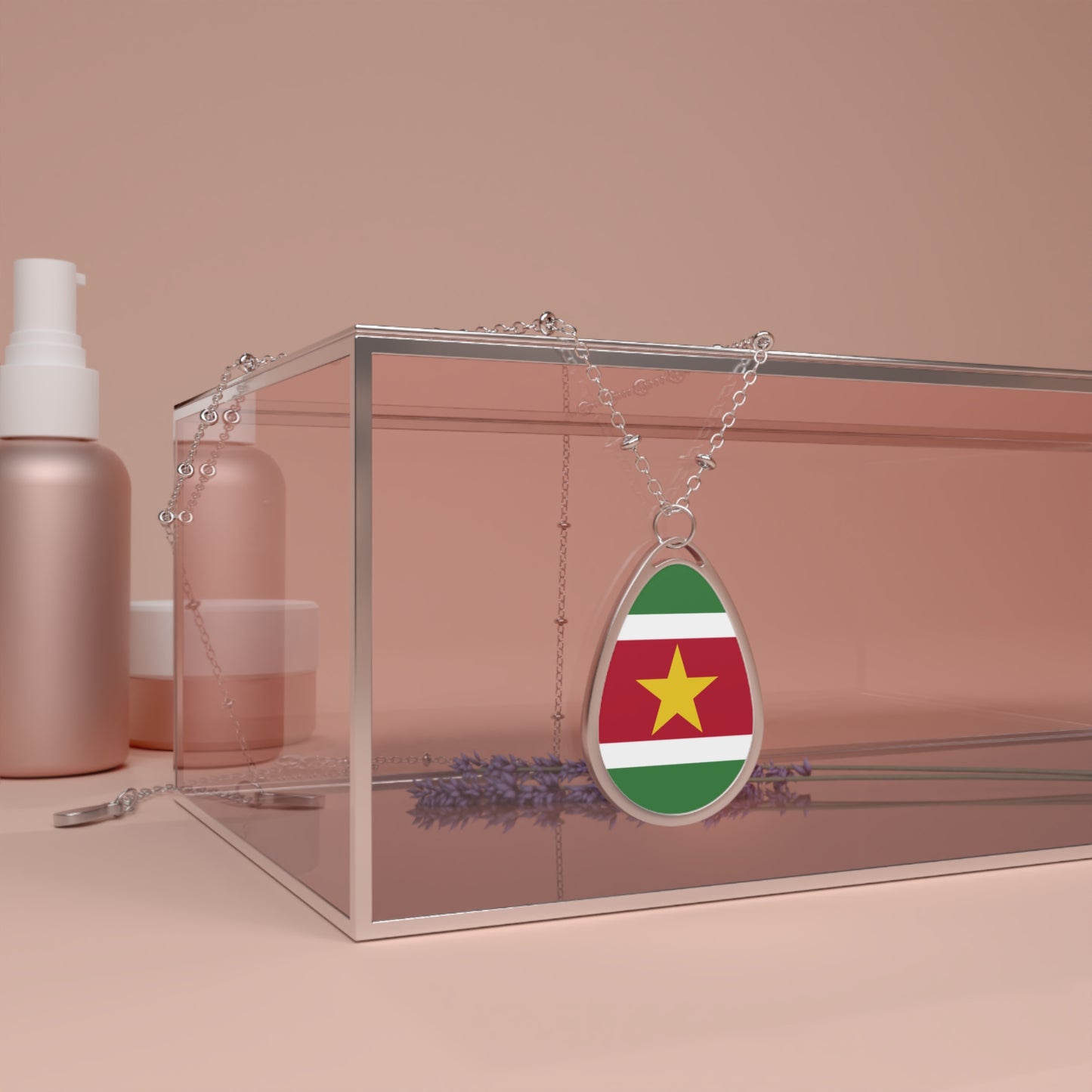 Suriname Flag Oval Necklace