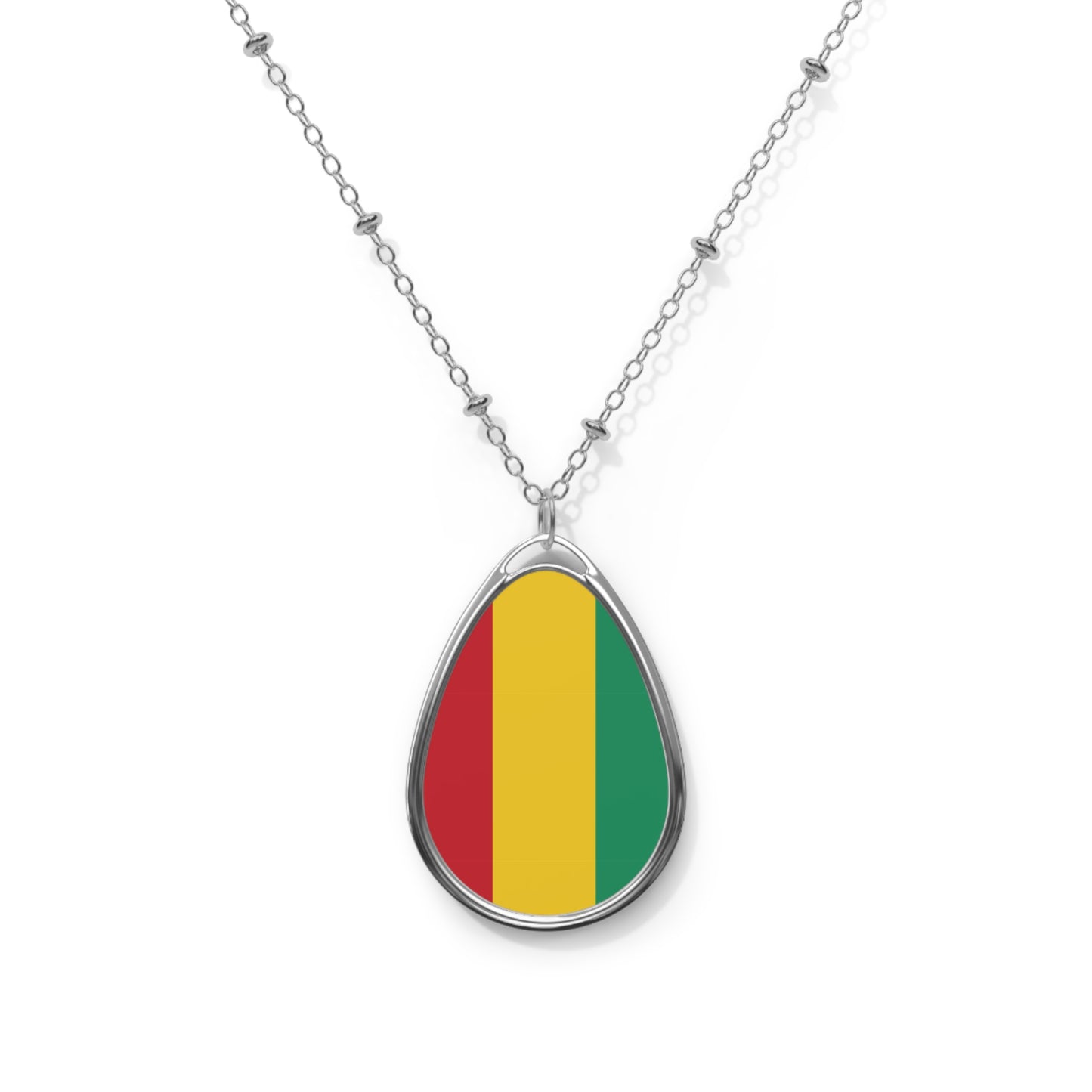 Guinea Flag Oval Necklace | Guinean Heritage Pendant | Rep Ya Flag
