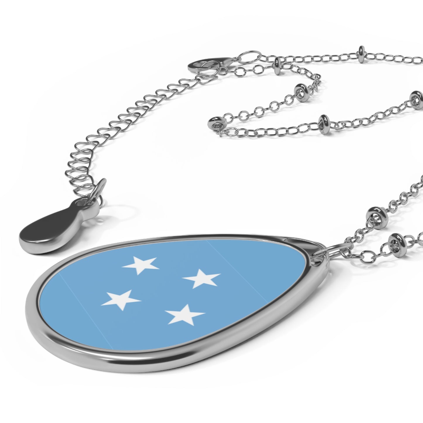 Micronesia Flag Oval Necklace | Micronesian Heritage Jewelry | Rep Ya Flag Pendant Necklace