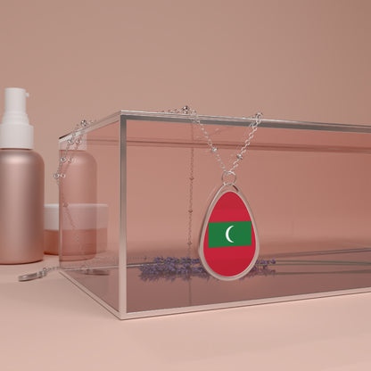 Maldives Flag Oval Necklace | Maldivian Heritage Pendant | Rep Ya Flag