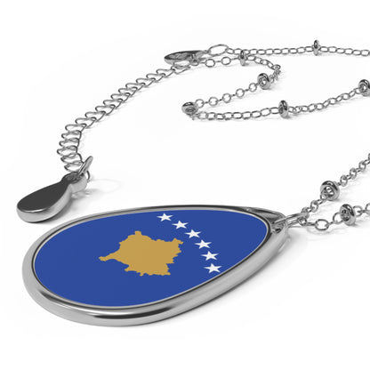 Kosovo Flag Oval Necklace | Kosovar Heritage Pendant | Rep Ya Flag