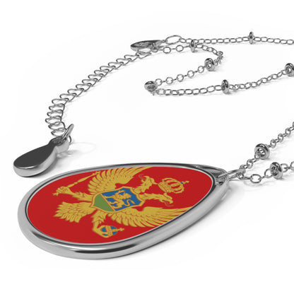 Montenegro Flag Oval Necklace | Montenegrin Heritage Jewelry | Rep Ya Flag Pendant Necklace