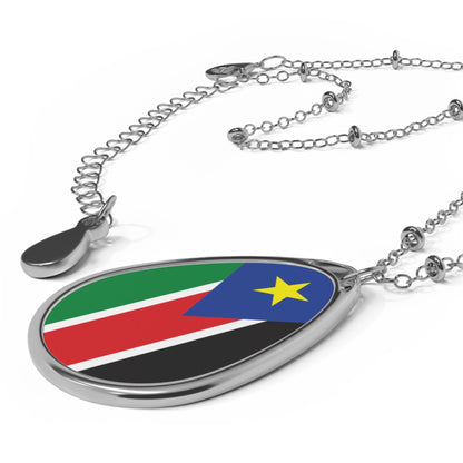 South Sudan Flag Oval Necklace | South Sudanese Heritage Pendant | Rep Ya Flag