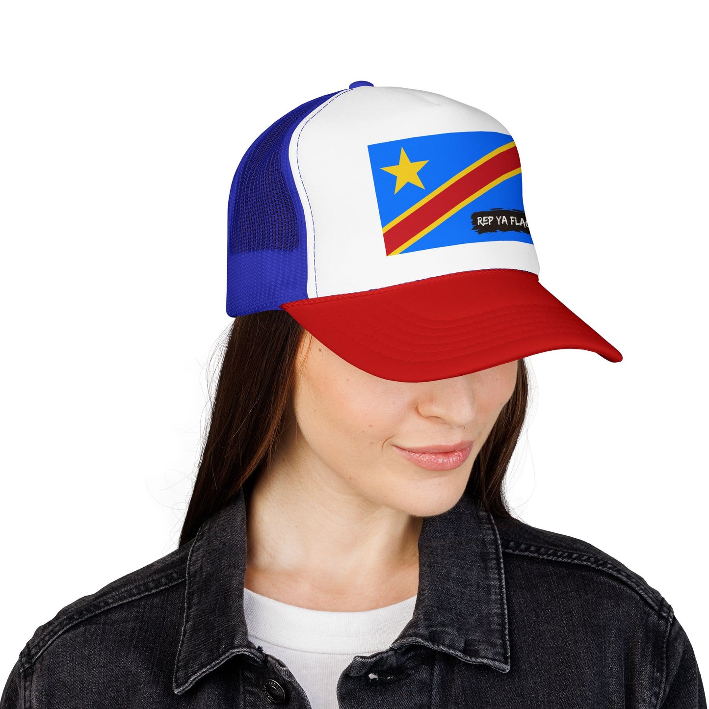 Democratic Republic of the Congo Flag Foam Trucker Hat | Congolese Pride Snapback Cap | Rep Ya Flag