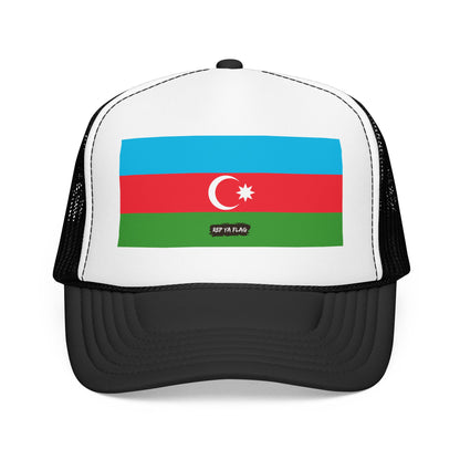 Azerbaijan Flag Foam Trucker Hat | Azerbaijani Pride Snapback Cap | Rep Ya Flag