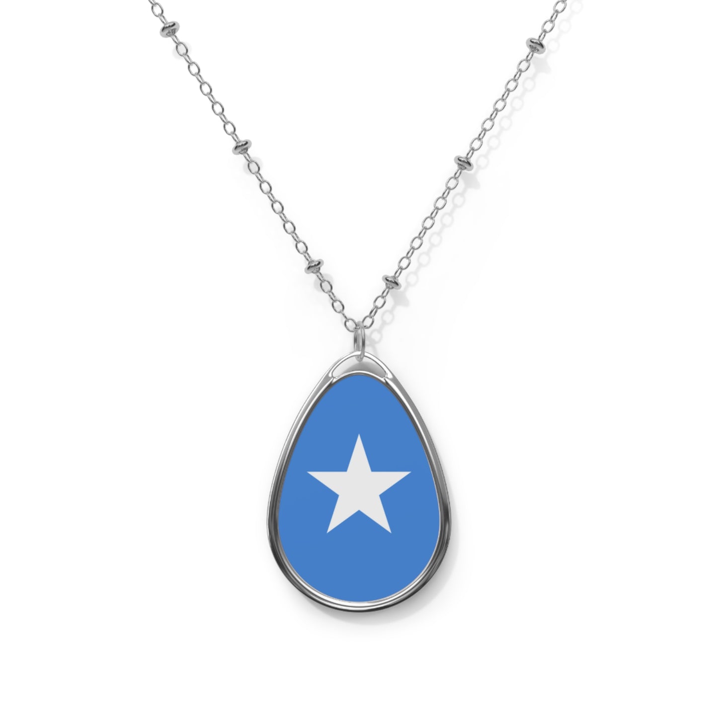 Somalia Flag Oval Necklace | Somali Heritage Pendant | Rep Ya Flag