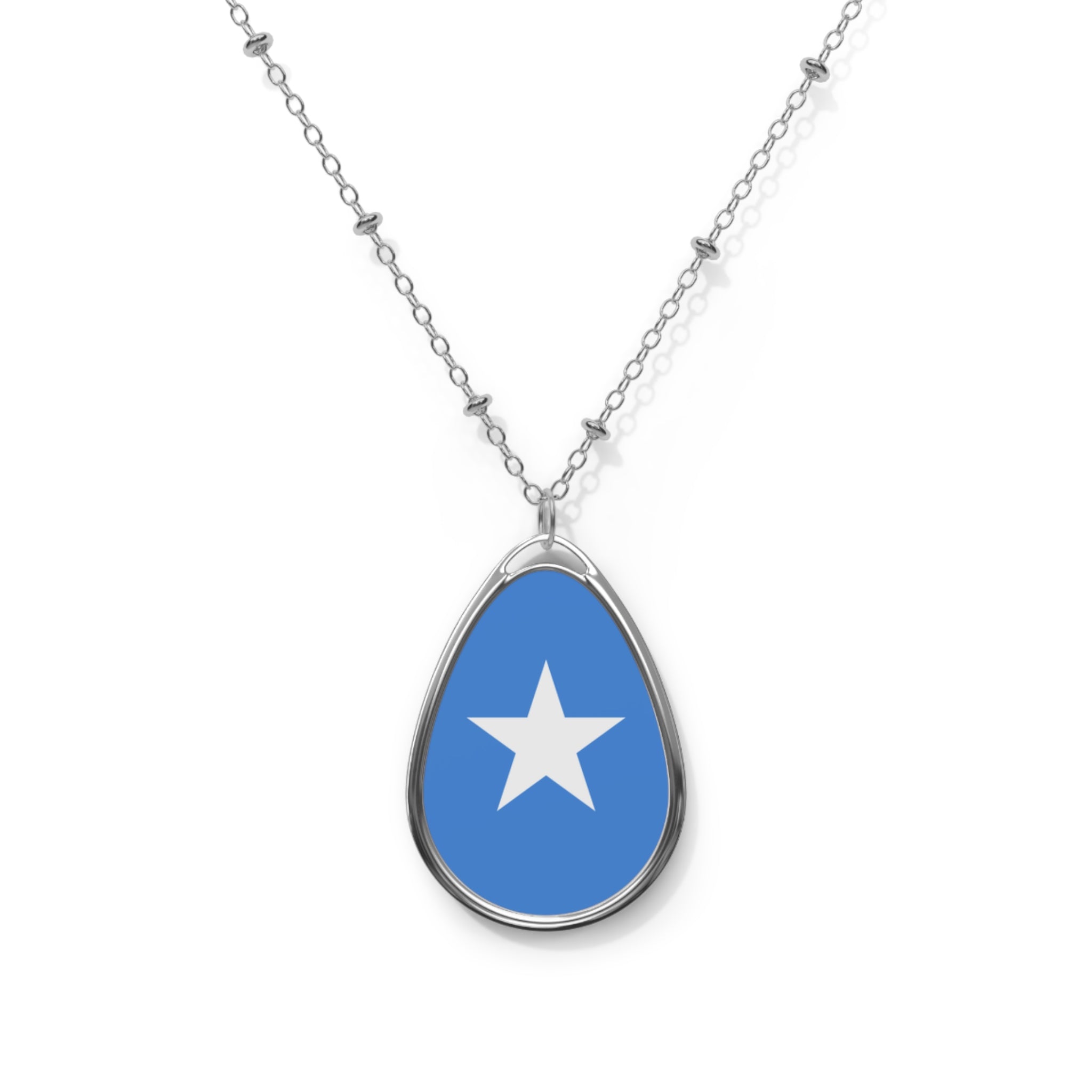 Somalia Flag Oval Necklace | Somali Heritage Pendant | Rep Ya Flag
