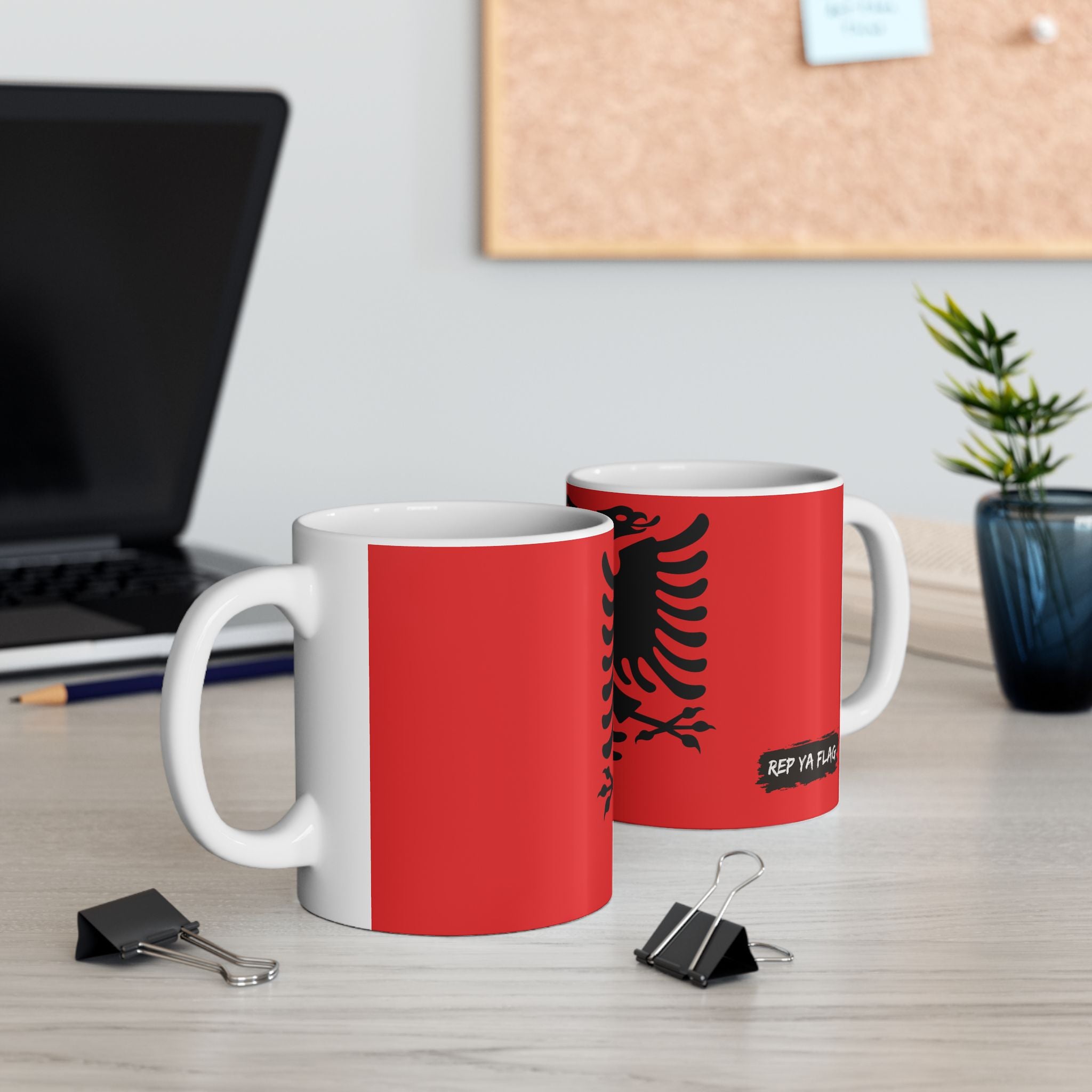 Albania Flag Coffee Mug | Albanian Pride Ceramic Tea Mug 11oz & 15oz | Rep Ya Flag