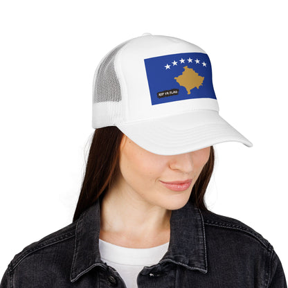 Kosovo Flag Foam Trucker Hat | Kosovar Pride Snapback Cap | Rep Ya Flag