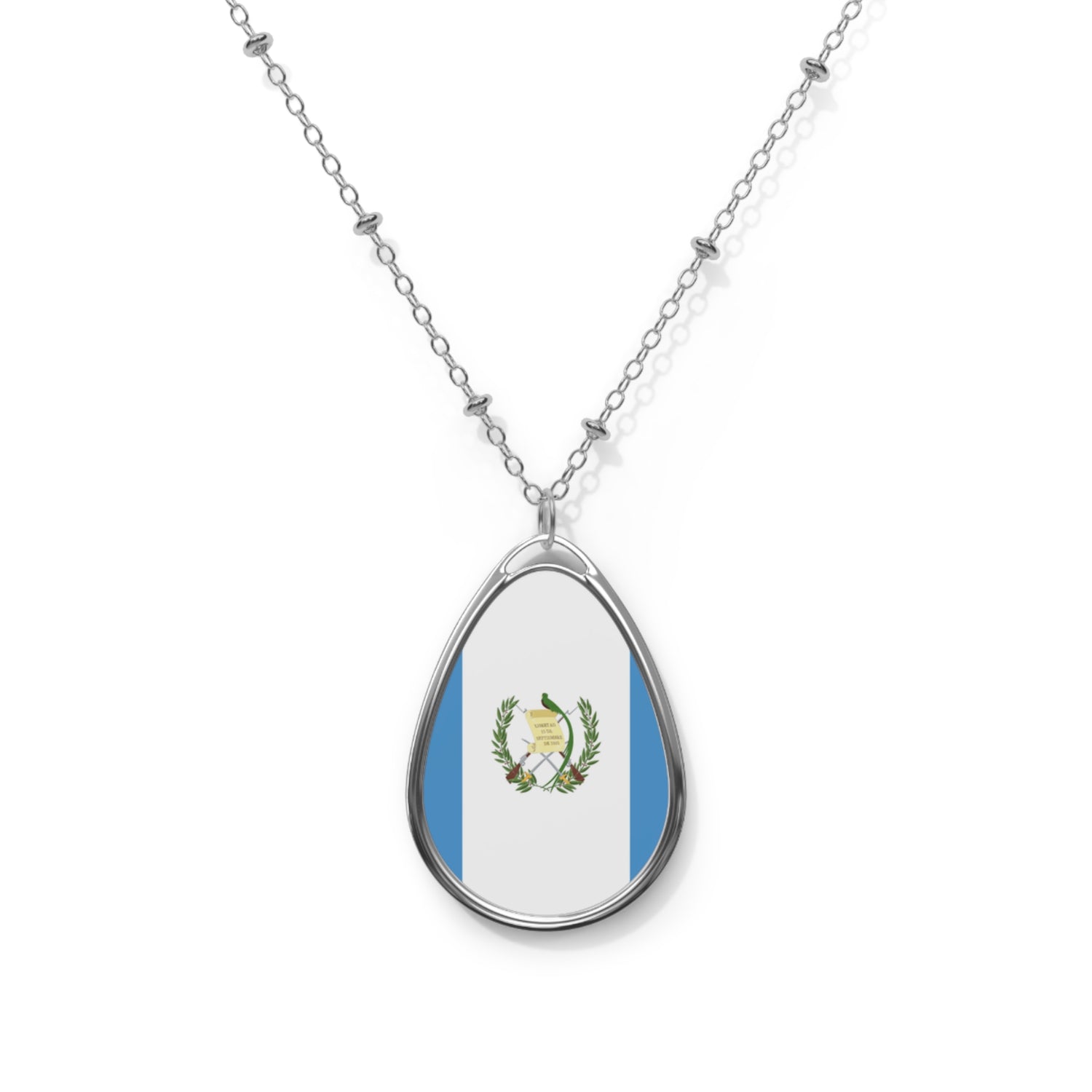 Guatemala Flag Oval Necklace | Guatemalan Heritage Pendant | Rep Ya Flag