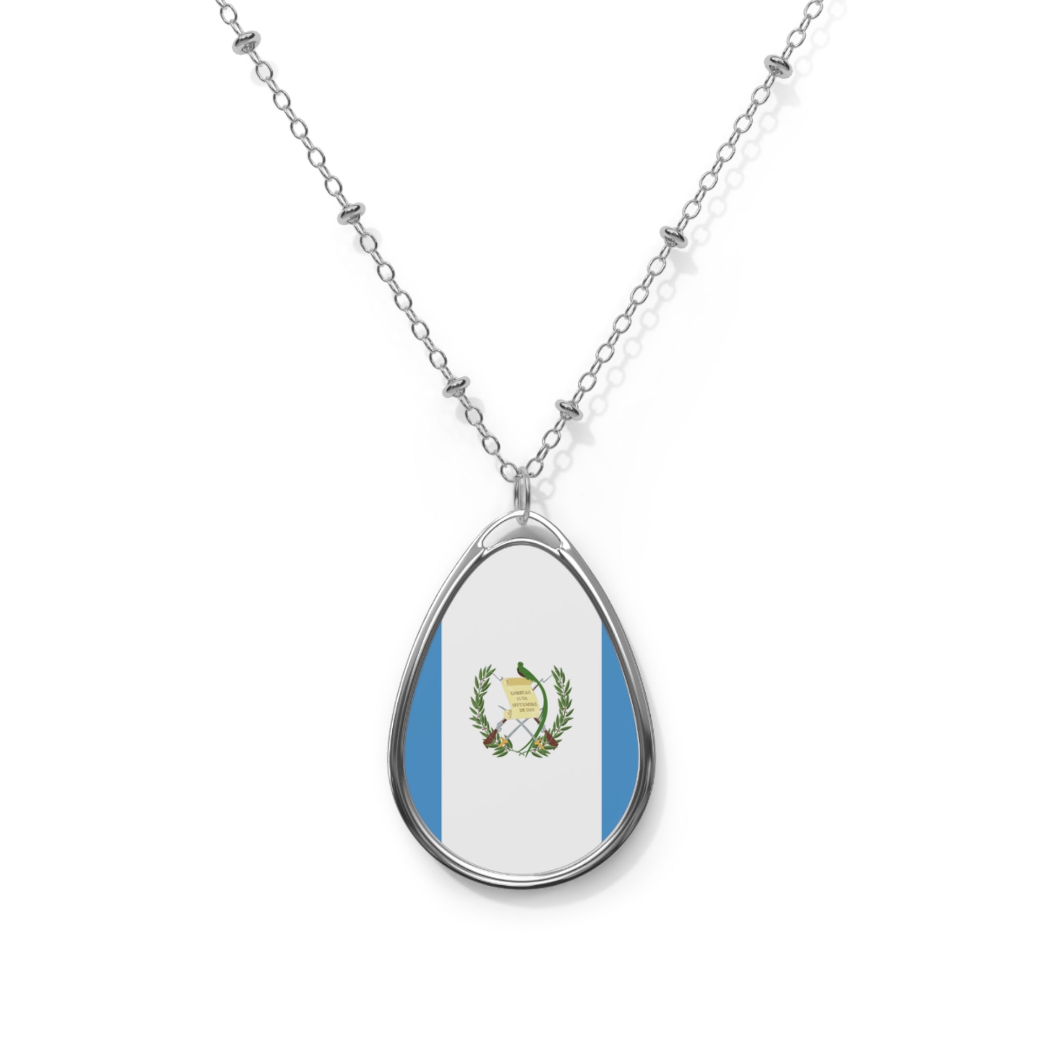 Guatemala Flag Oval Necklace | Guatemalan Heritage Pendant | Rep Ya Flag