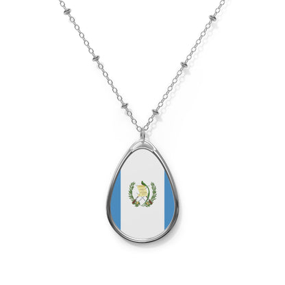 Guatemala Flag Oval Necklace | Guatemalan Heritage Pendant | Rep Ya Flag