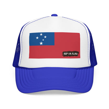 Samoa Flag Foam Trucker Hat | Samoan Pride Snapback Cap | Rep Ya Flag