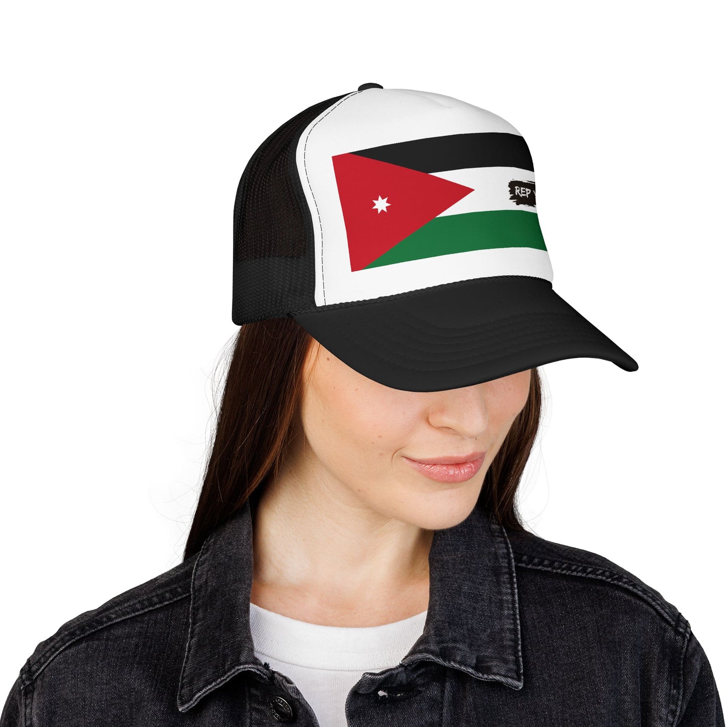 Jordan Flag Foam Trucker Hat | Jordanian Pride Snapback Cap | Rep Ya Flag