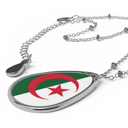 Algeria Flag Oval Necklace | Algerian Pride Patriotic Jewelry | Rep Ya Flag