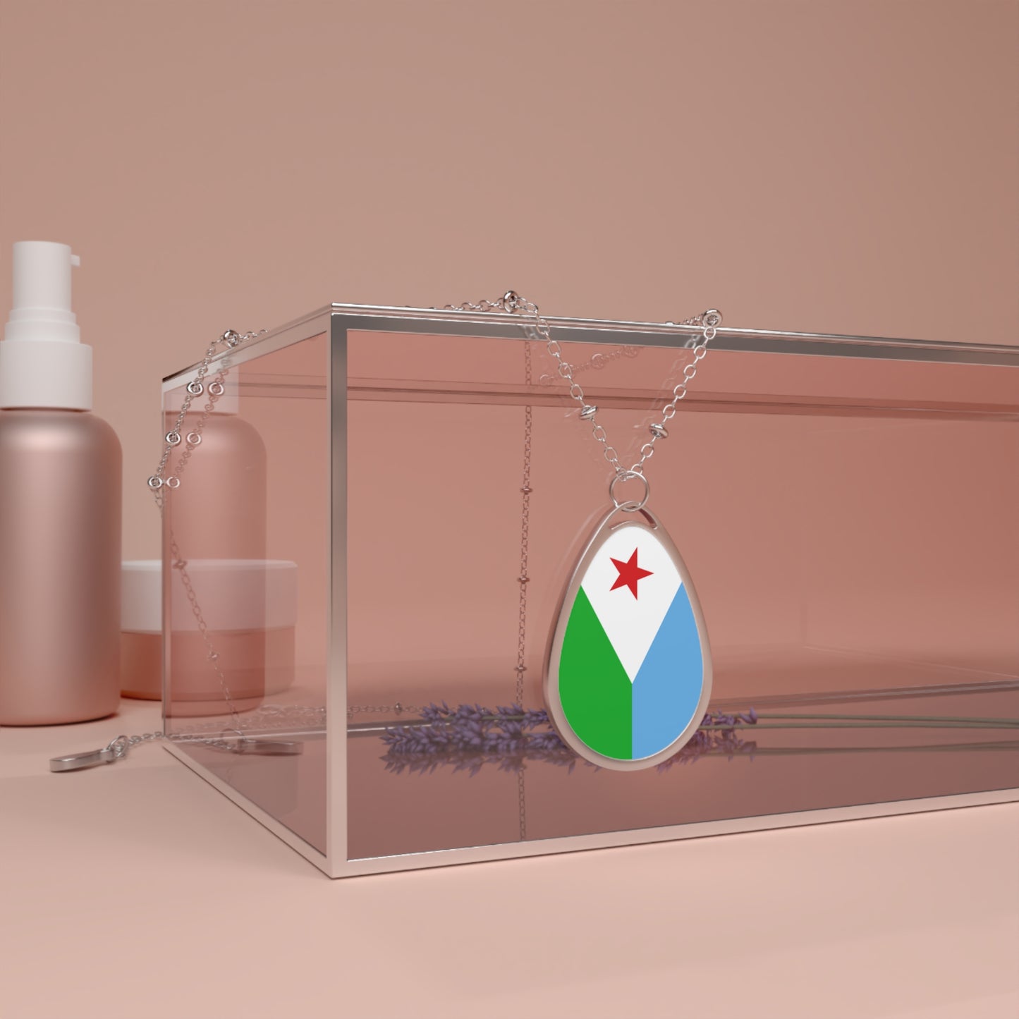 Djibouti Flag Oval Necklace | Djiboutian Heritage Pendant | Rep Ya Flag