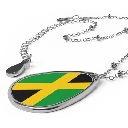 Jamaica Flag Oval Necklace | Jamaican Heritage Pendant | Rep Ya Flag